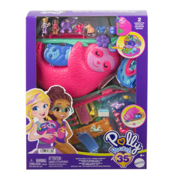 Polly Pocket Sloth Family 2-in-1 Purse Compact